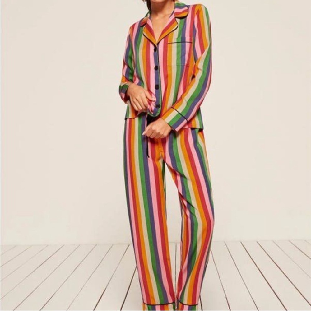 Reformation striped TENCEL pajama set